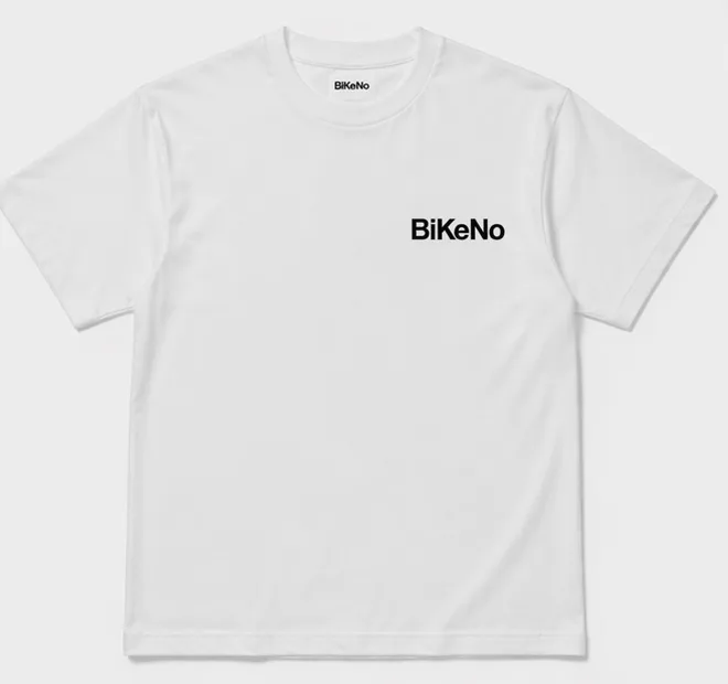 BiKeNo white oversized tee, front view